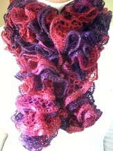 Dark Purple Red Ruffled Scarf